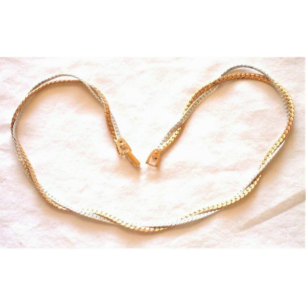 Vintage Avon 1978 Gold Tone and Silver Tone Interweave Necklace NOS